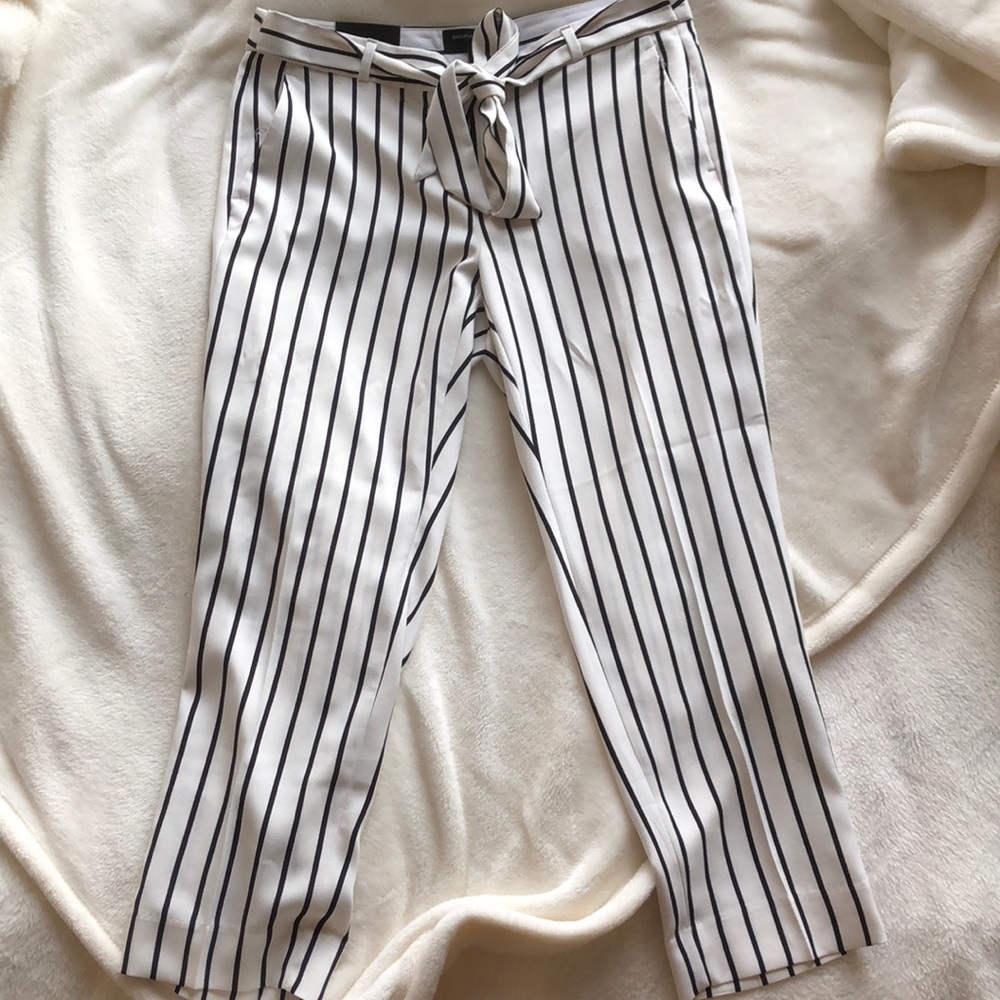 White and Black Striped Pants